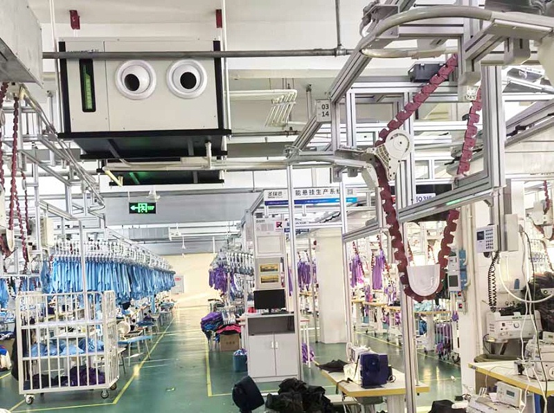 紡織廠車間空調，應用蒸發冷省電空調-臥式射流空調