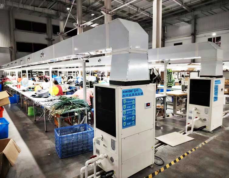 制衣廠制冷降溫，安裝星科蒸發冷省電空調-立式管道機