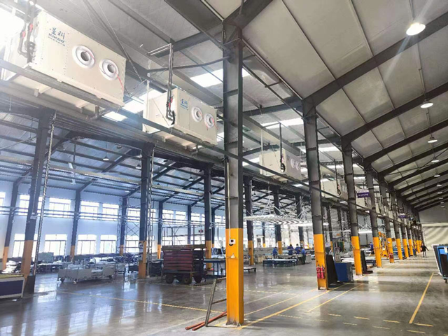 機械設(shè)備廠悶熱，制冷降溫應(yīng)用蒸發(fā)冷省電空調(diào)-臥式射流款