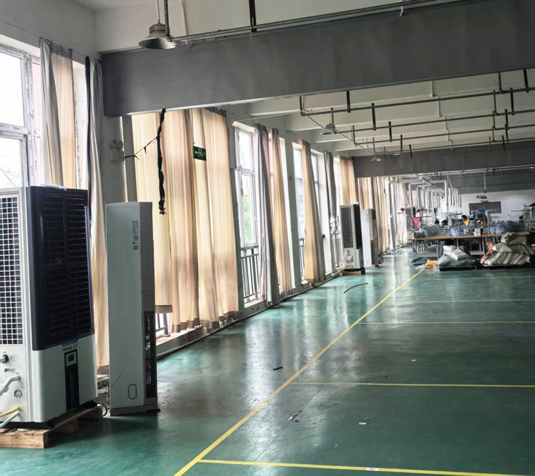 生產(chǎn)車間整體制冷降溫，安裝蒸發(fā)冷省電空調(diào)-立式軸流雙風(fēng)口機(jī)型
